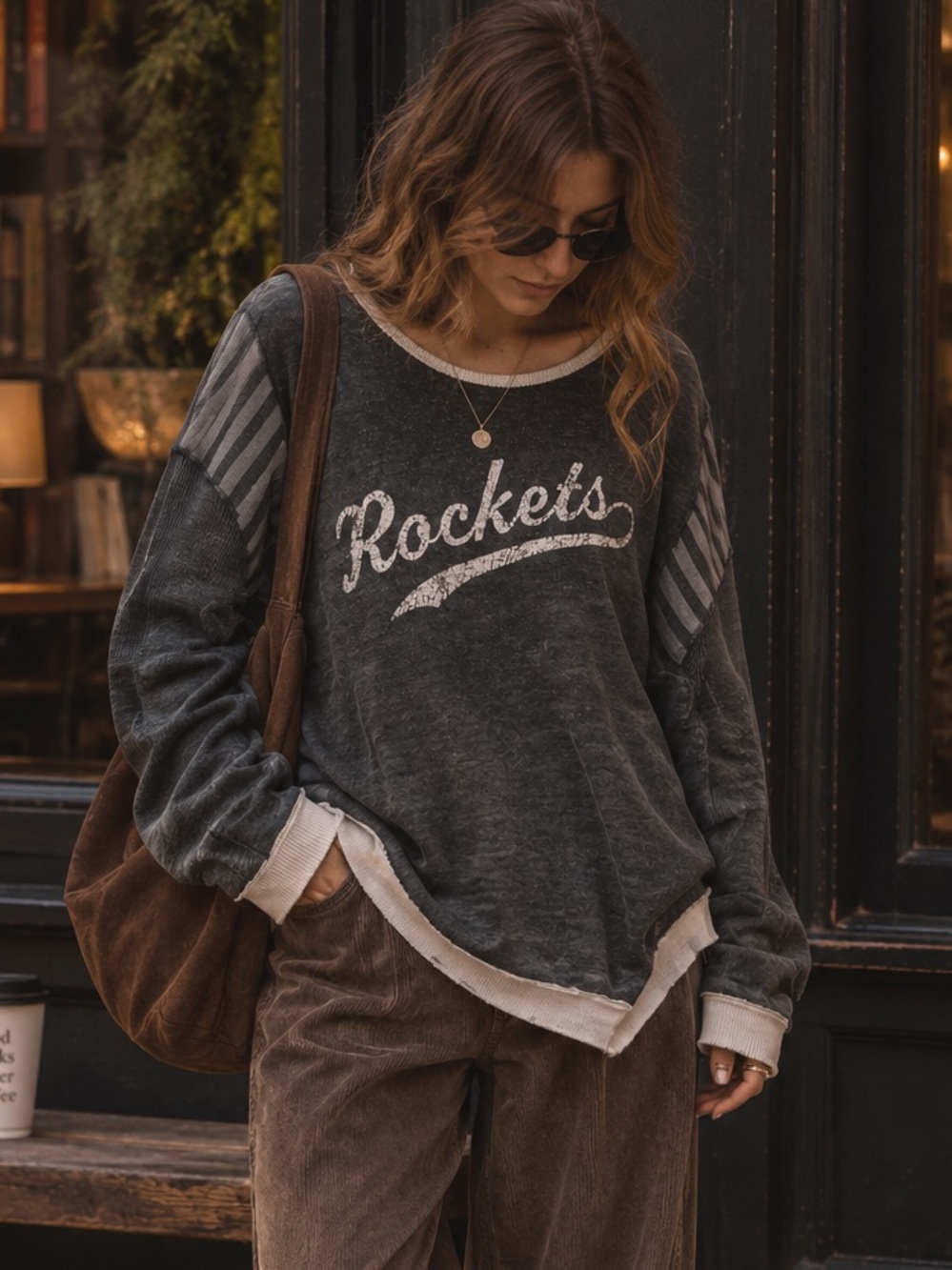 We The Free Black 'Rockets' Striped Sleeve Henley